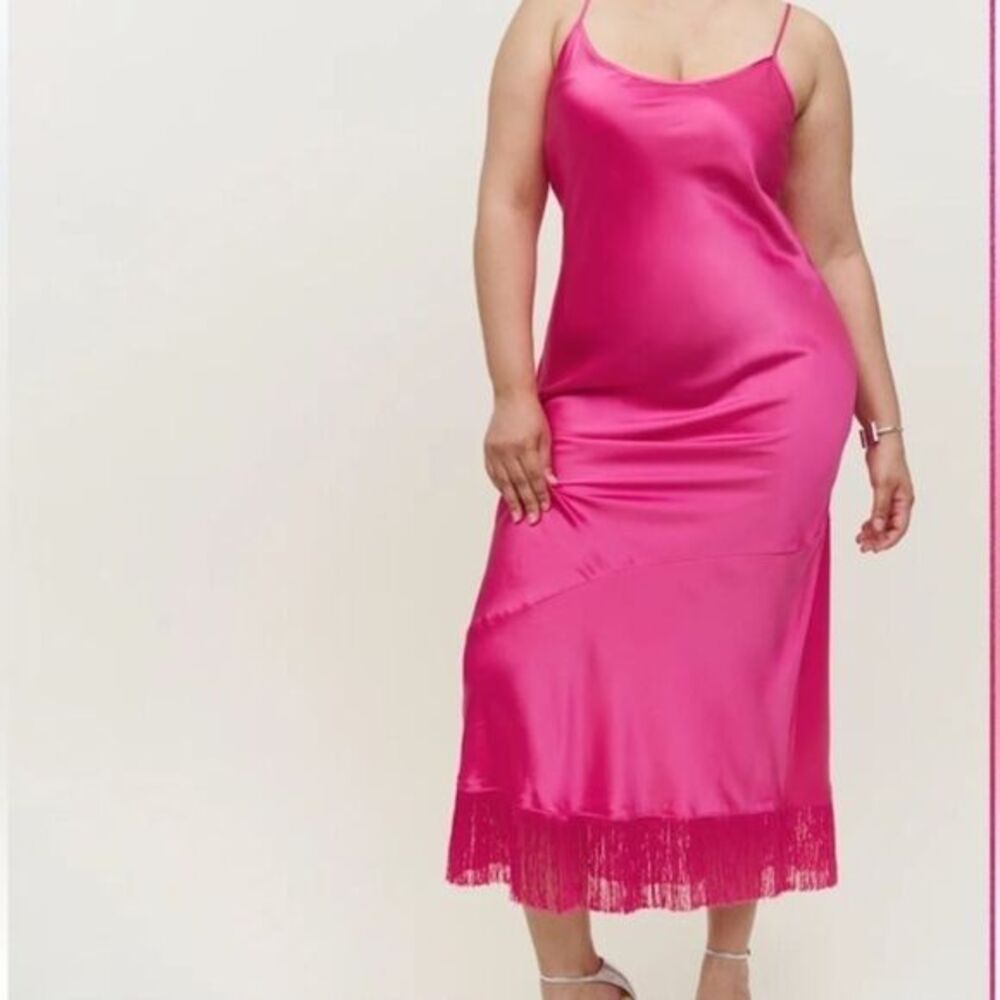 Reformation Alisal silk dress Elegant Pink Slip Dress size medium